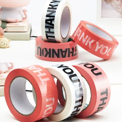 4.5cm x 100M Thank You Tape OPP Adhesive Tape Logistics Express Box Packaging Tapes Business Office Supplies Gift Package Tape Adhesives Tape