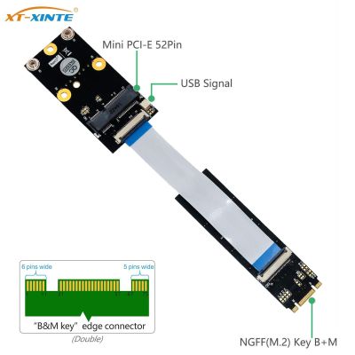 Mini PCI การ์ดอะแดปเตอร์ WIFI ไปยัง NGFF(M.2) สายไรเซอร์การ์ดเครือข่าย B/M + M M2เป็น Mini PCI Express การ์ดบลูทูธ Wifi FFC อะแดปเตอร์ FJK3825สาย