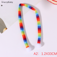 StarryBaby ผ้าพันคอตุ๊กตาสีรุ้งลายทางขนาดเล็กทำด้วยมือน่ารักเสื้อผ้าขนาดเล็กของเล่นเด็กเครื่องประดับคริสต์มาส