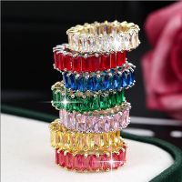 Wedding Luxury Multicolor Zirconia Ring Green Classic Style Sparkling CZ Crystal Bridal Jewelry Free Shipping Anniversary Gift