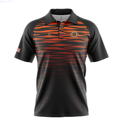 【high quality】  Short Sleeved Polo Shirt, Tiger Print, Breathable, Malaysian Style 2023
