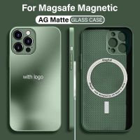 {Haojia เคสโทรศัพท์} สำหรับ Magsafe AG เคสซิลิโคนแม่เหล็กเคลือบ iPhone 14 13 12 11 Pro Max เลนส์กระจกชาร์จไร้สายอุปกรณ์เสริมโทรศัพท์