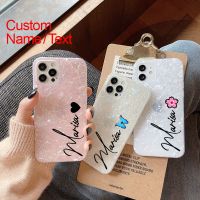 [Chaoke digital branch] ลายรักรูปหัวใจเคสโทรศัพท์ชื่อคราวน์ที่กำหนดเองได้สำหรับ iPhone 11 12 Pro Max 6 6S 7 8 Plus X XS Max XR Mini เนื้อผิวสัมผัสเป็นประกาย