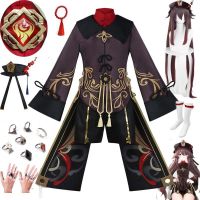 Anime Genshin Impact Hu Tao Cosplay Costume Uniform Hu Tao Dress Hat Socks Wig Finger Rings Hutao Outfits For Comic Con