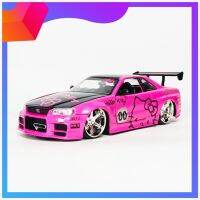 โมเดลรถเหล็ก​คิตตี้​ HELLO​ KITTY &amp; 2002 NISSAN SKYLINE GT-R​(BNR34)​ ยี่ห้อ​ JADA scale 1: 24