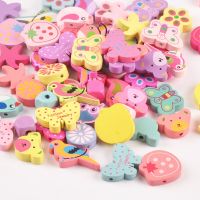 30pcs Mixed color Mixed style Pattern Wooden Spacer Beads For Jewelry making For Pacifier Clip Accessories MT2106 Clips Pins Tacks