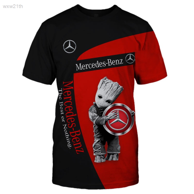 2023 New Casual T-shirt Short Sleeved Round Neck Mercedes Benz 3d Printed Breathable Street Style Mens Fashion Unisex