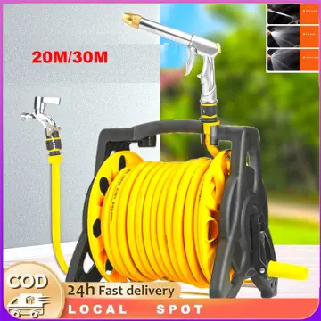 Local Ready stock】Japan 15M/20M Garden Hose Reel with 66ft/20m Heavy Duty  Hose +Metal Water Gun Wall/Floor Mounted Hose Reel Cart and Hideaway Brass  Connector, Adjustable Patterns, Garden Watering & Car Washing Hose