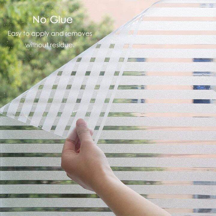 frosted-window-film-privacy-sticker-non-adhesive-vinyl-removable-static-cling-striped-pattern