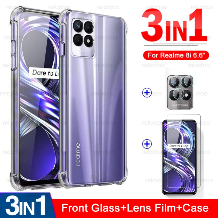 3in1 Clear Case + Pelindung Layar Anti Gores + Lensa Kamera Film For【Oppo Realme 8i 】Realmi Realme8i Dunia Relme Realmy 8 Saya 8i Penutup Belakang 1 To 3 Tpu Silikon Shockproof Tritone | Lazada Indonesia