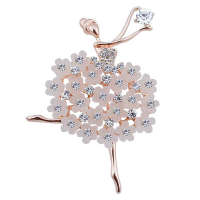 Ballet Angel Girl Cubic Rhinestone Decoration Brooch Pin for Sweater Coat