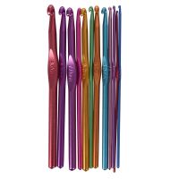 12x Metal Needles Crochet Hooks Set With Case Yarn Craft Kit Multicolor random