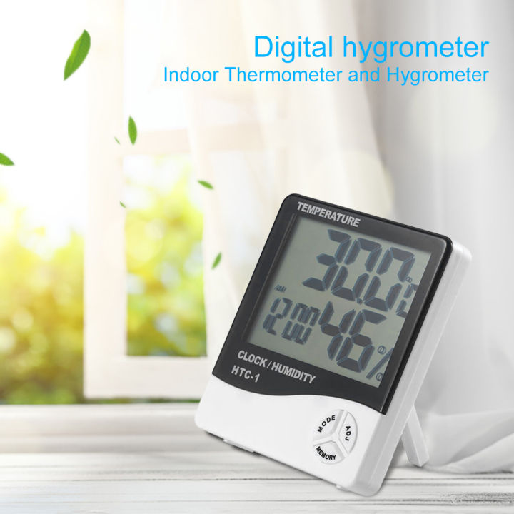 เครื่องวัดอุณหภูมิ-เทอร์โมมิเตอร์-วัดความชิ้น-พร้อมนาฬิกา-htc-1-และ-htc-2-แบบมีสาย-เครื่องวัดอุณหภูมิ-ความชื้นและนาฬิกา-thermometer-amp-hydrometer