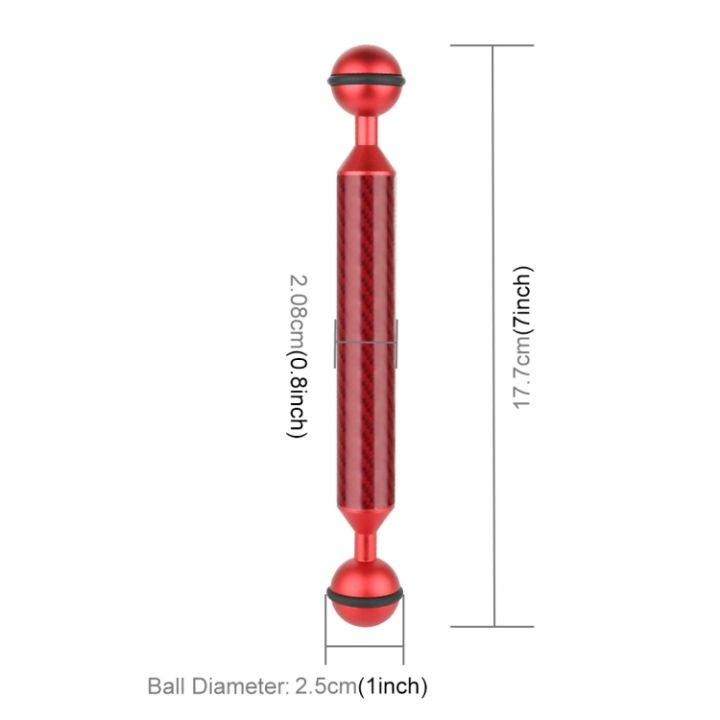 puluz-ลูกคู่ขนาด7นิ้ว17-7ซม-ความยาว20-8มม-แขนลอยน้ำคาร์บอนไฟเบอร์เส้นผ่าศูนย์กลางลูกบอล-25มม