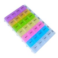 2Pcs/Lot 7 Day Weekly 28 Compartments Pill Box Medication Clear Pill Organizer Tablet Holder Cases Splitter Health Care Tools