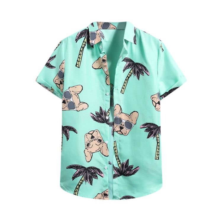 ชายเสื้อสเวตเตอร์ถักแขนสั้น-hawaiian-beach-เสื้อเชิ๊ตลายดอกไม้ผู้ชายเสื้อคอเต่าแนวโน้มเสื้อผ้าบุรุษสบายๆสบายๆเสื้อยืด