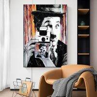 Chaplin Charlie ผ้าใบโปสเตอร์ Graffiti Street สไตล์ภาพวาดตกแต่งห้องนั่งเล่นภาพศิลปะสำหรับ Modern Home Wall Decor ของขวัญ