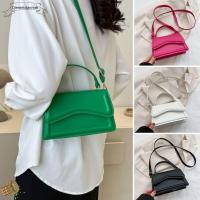 QIEMEIXIANMM หนังพียู กระเป๋าสะพายไหล่แบบสั้น สีทึบทึบ กระเป๋า Crossbody พักผ่อนยามว่าง กระเป๋าแมสเซนเจอร์ สำหรับผู้หญิง