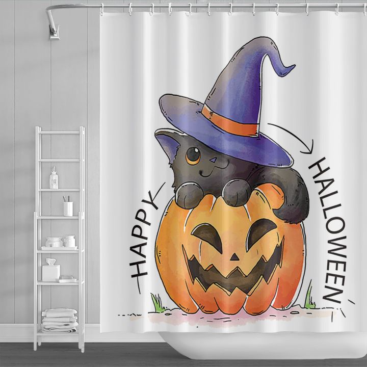 halloween-shower-curtain-horror-skull-wizard-pumpkin-bath-curtain-for-home-decoration-waterproof-bathroom-accessories-with-hooks