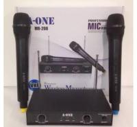 A-ONE ไมโครโฟนไร้สาย ไมค์ลอยคู่ WIRELESS MICROPHONE รุ่น MR-208