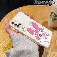 Chenyyka เคสปลอกสำหรับ Samsung กาแลคซี A31ชั้นหนึ่ง M31การ์ตูนน่ารักเมโลดี้กระต่ายเคลือบสี่เหลี่ยมหรูหราเคสมือถือกรอบซิลิโคนกันกระแทกปกหลังป้องกันเลนส์กล้อง