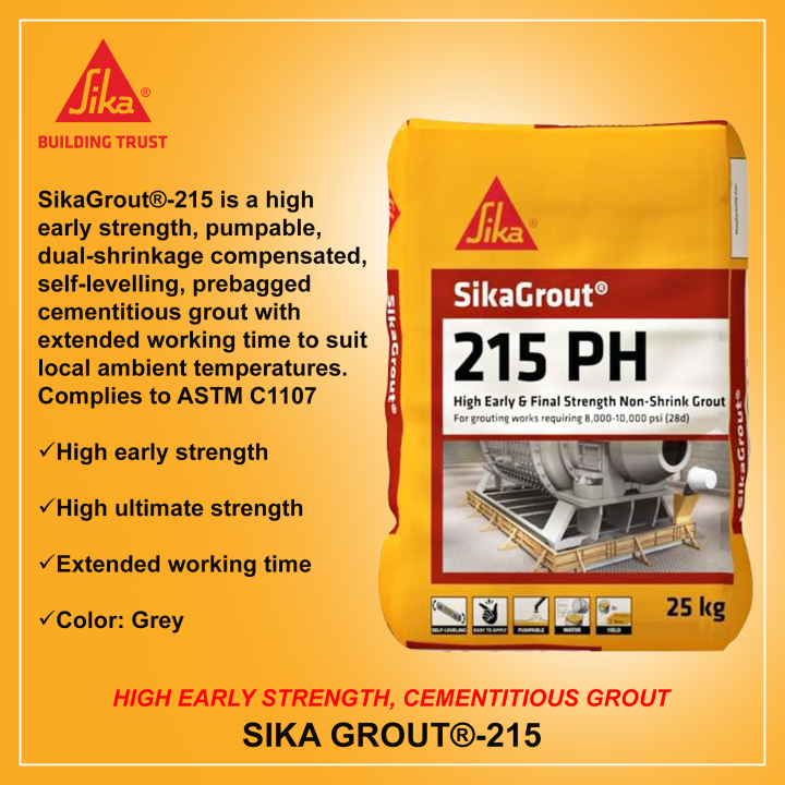 SikaGrout 215 25KG High Early Strength, Pumpable, Shrinkage Compensated