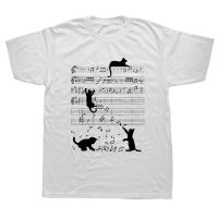 Funny Cat Playing Music Note Clef Musician Art T Shirts Graphic Cotton Streetwear Short Sleeve Birthday Gifts Piano T shirt Men XS-6XL