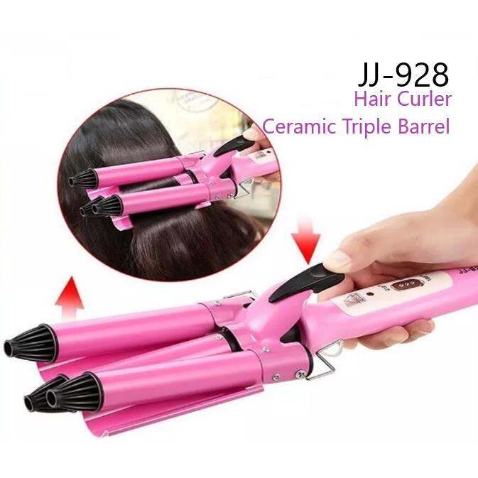 SC JJ928 Ceramic Hair Curler 3 Barrel Clamp Curling Iron Hair Waver