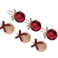 Christmas Tree Ornaments, 36 Pcs 2-1/2 Inches Red Black Check Stitching Burlap