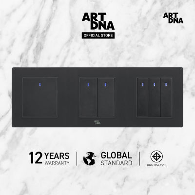 ART DNA รุ่น A77 ชุดสวิทซ์ธรรมดา Switch 1 GANG 2 Way + Switch 2 GANG 2 Way + Switch 3 GANG 2 Way สีดำ ปลั๊กไฟโมเดิร์น ปลั๊กไฟสวยๆ สวิทซ์ สวยๆ switch design