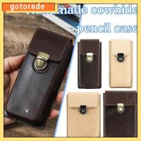 GOTORADE ช่องเสียบ3/5 เคสปากกาหนังแท้ หนังแท้แท้ ที่ใส่ปากกา กระเป๋าใส่ดินสอ เรโทร เครื่องเขียนสเตชันเนอรี กล่องใส่ปากกา