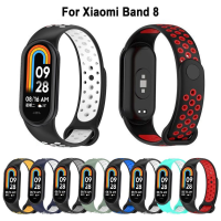 Bracelet For Xiaomi Mi Band 8 Silicone Sport Loop Watch Belt correa For Mi Band8 Wristband Two-Color Breathable Watchband