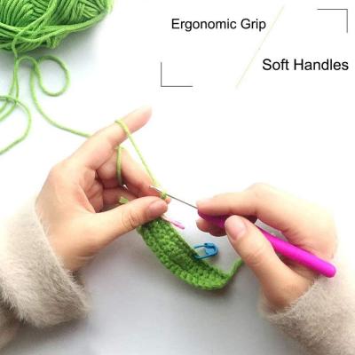 LMDZ Ergonomic Grip Soft Handles Aluminum Large Crochet Hooks for Arthritis and Beginners,2mm(B)-10mm(N) Extra Long  Knit Needle