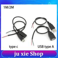 JuXie store 2/4 Pin USB Female Jack Usb type C Male Female Connector Power Supply Data Line Charging Cable Extension repair wire diy Cord