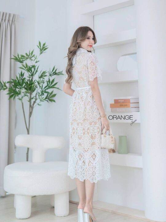 p013-001-pimnadacloset-short-sleeve-collar-button-down-lace-long-dress-with-belted