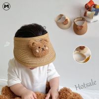 【hot sale】♈ C05 Baby Lovely Sun Hats Big Brim Protective Face Hat Cute Bear Kids Cap Hat 5-36months Collapsible Ajustable Outdoor