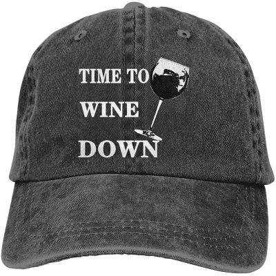 Time to Wine Down Sports Denim Cap Adjustable Unisex Plain Baseball Cowboy Snapback Hat