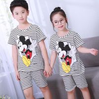 Childrens Casual Baby Kids Mickey Mouse Clothes Pajamas Sets Clothing Boys Girls Short Sleeve Pullover Sleepwear