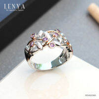 Lenya Jewelry แหวนอะเมทิสต์ ลายแมลงปอ ตัวเรือนเงินแท้ ชุบทองคำขาวและทองชมพู 18K เก๋ไม่ซ้ำใคร ดีไซน์เฉพาะที่เลนญ่า