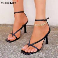 HOT New Sandal Shoes Narrow Band Party Dress Pump Peep Toe Ankle Strap Women Summer Fashion Brand Thin High Heels Gladiator