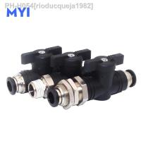 BC 1/8 3/8 1/2 PT Male thread Pneumatic Manual Switch Ball Valve 4-12mm Tube Push In Quick Joint Connector Hand Valve To Turn