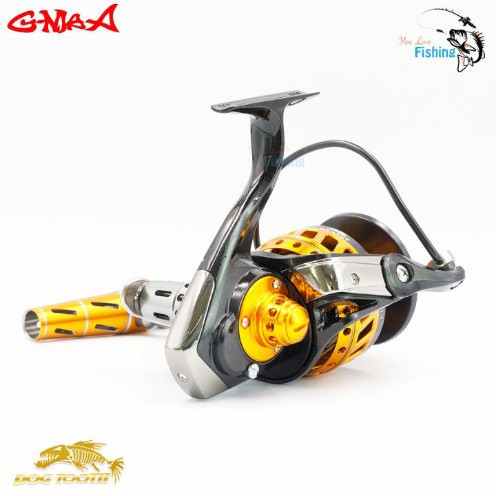 รอกสปินนิ่ง-g-max-dog-tooth-7000-new-2019-รับน้ำหนักปลา-40-50-kg-แถมฟรีถุงใส่รอกภายในกล่อง-เหมาะสำหรับตกปลาบึก-เกมส์หนัก-ลงทะเล-ตกข้างเรือ