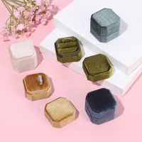 Velvet Jewelry Box Octagon Display Gift Box With Detachable Lid Pendant Storage Double Ring Container Necklace Earrings Case