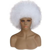 Kinky Afro Curly Mens Wig Short White Wine Red Black Orange Synthetic Cosplay Wig for Halloween   1pc Wig Cap