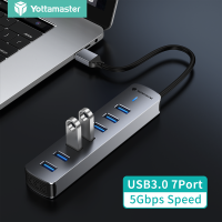 Yottamaster ตัวแยก3.0 USB 7พอร์ต USB อะแดปเตอร์แปลงไฟด็อกต่อขยายฮับต่อพ่วงชนิด C สำหรับพีซีโทรศัพท์แล็ปท็อป