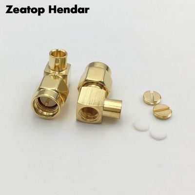 5Pcs Brass SMA / RP-SMA Male Jack 90 Degree Right Angle RF Coaxial Conector Plug for RG402 141 Semi-Flexible Cable Connector
