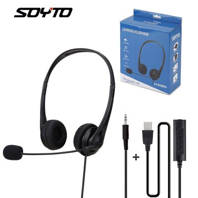ZZOOI New SY490 Wired Computer USB Headphones Teaching Office Home Network Class Student Education Computer Headset with Microphone