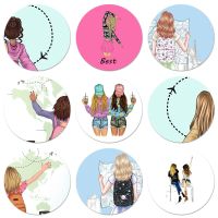 58mm Best Friends BFF Matching Icons Pins Badge Decoration Brooches Metal Badges For Backpack Decoration Fashion Brooches Pins