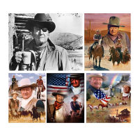 5D เต็มรูปแบบ DIY เพชรภาพวาดคาวบอย John Wayne ตกแต่งเพชรเย็บปักถักร้อยโมเสค Cross Stitch Kits