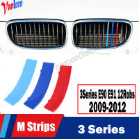 12แผ่นไตกระจังหน้ารูปลอกลายปกย่างคลิปตัดพอดีสำหรับ BMW 3 Series E90 E91 2009-2012ประสิทธิภาพสไตล์ส่วน